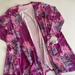 LuLaRoe Caroline Coral Print Cardigan with Pockets